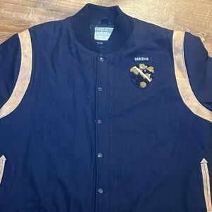 Parish Navy and Tan Bomber Jacket